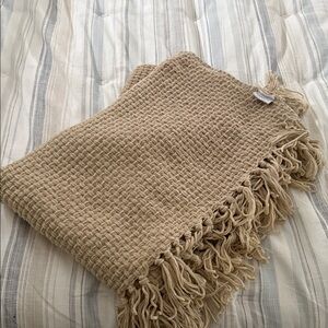 Avanti Cozy Tan Woven Throw Blanket with Fringe